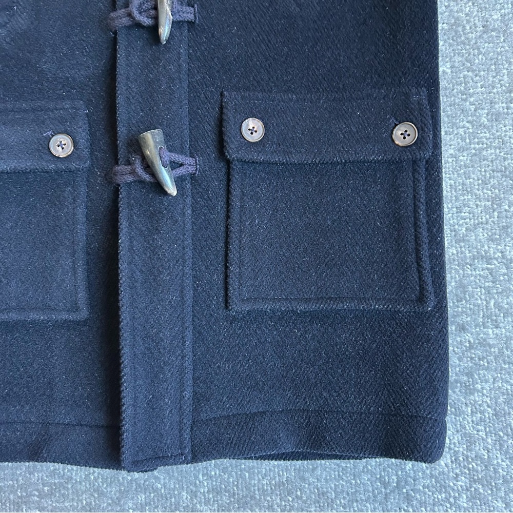 Vintage Jacadi Paris Navy Blue Wool Blend Classic Boys Duffle Winter Coat Size 8 - Picture 4 of 12